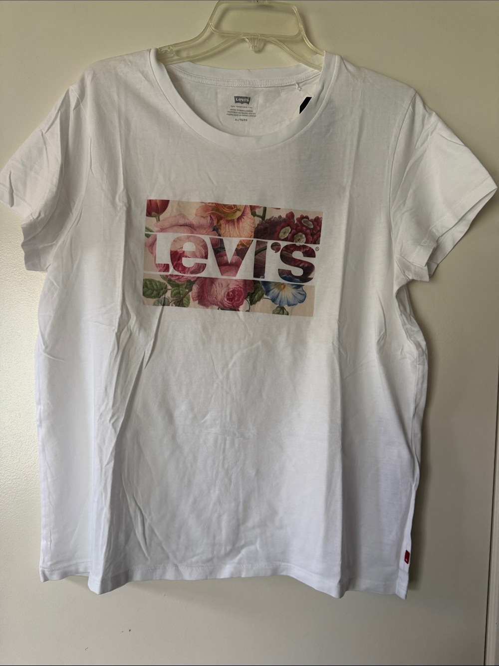 Levi's White Tee with Multicolor Floral Logo